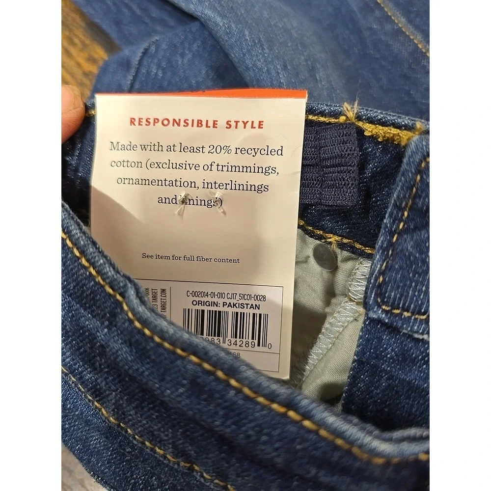 Cat & Jack Girls Jeans Sz 10 Straight Ankle Adjustable Dark Wash School Pants